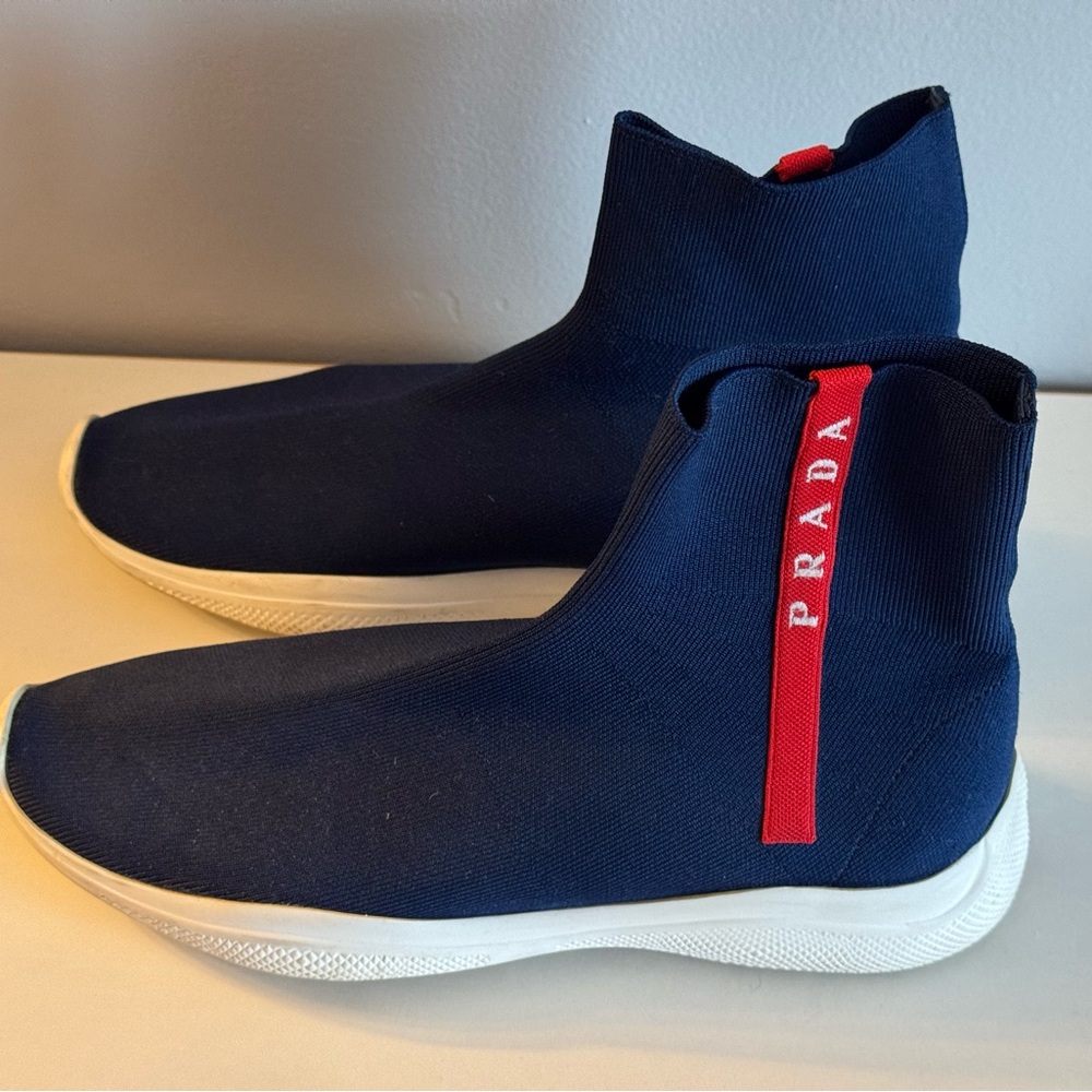 Prada women’s Navy Blue Sock Sneakers